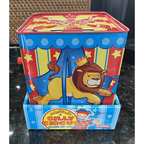 New 2011 Schylling's Silly Circus Jack in the Box Musical Metal Child Toy Animal - Picture 3 of 8